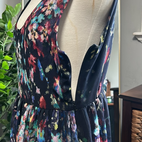 NWT ZARA BLACK MULTI-COLOURED FLORAL SPLATTER MULLET DRESS - Picture 2 of 6